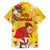 Spain Tio de Nadal Christmas Family Matching Off The Shoulder Long Sleeve Dress and Hawaiian Shirt Traditional Christmas Log Yellow Version - Wonder Print Shop