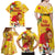 Spain Tio de Nadal Christmas Family Matching Off Shoulder Maxi Dress and Hawaiian Shirt Traditional Christmas Log Yellow Version - Wonder Print Shop