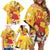 Spain Tio de Nadal Christmas Family Matching Off Shoulder Short Dress and Hawaiian Shirt Traditional Christmas Log Yellow Version - Wonder Print Shop