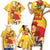 Spain Tio de Nadal Christmas Family Matching Short Sleeve Bodycon Dress and Hawaiian Shirt Traditional Christmas Log Yellow Version - Wonder Print Shop