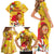 Spain Tio de Nadal Christmas Family Matching Short Sleeve Bodycon Dress and Hawaiian Shirt Traditional Christmas Log Yellow Version - Wonder Print Shop