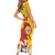 Spain Tio de Nadal Christmas Family Matching Short Sleeve Bodycon Dress and Hawaiian Shirt Traditional Christmas Log Yellow Version - Wonder Print Shop