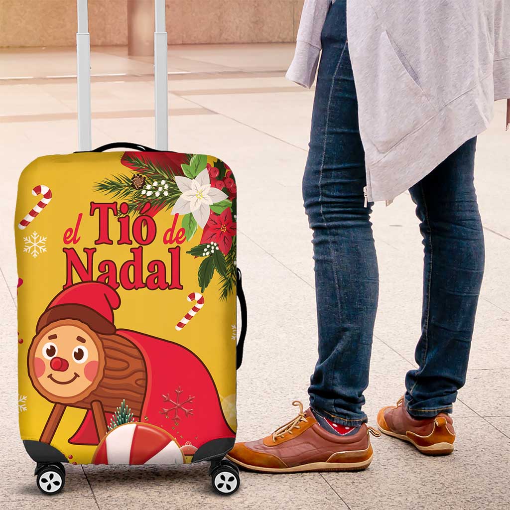 Spain Tio de Nadal Christmas Luggage Cover Traditional Christmas Log Yellow Version - Wonder Print Shop