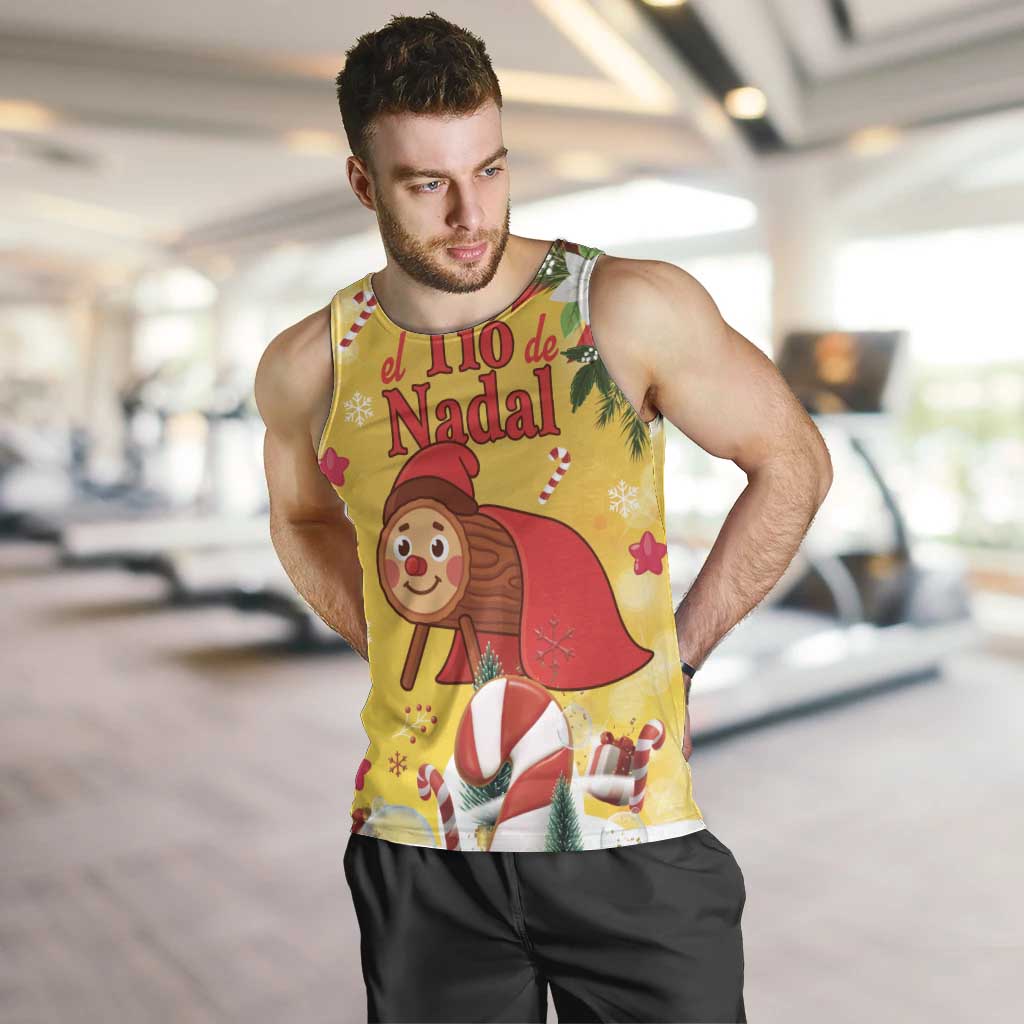 Spain Tio de Nadal Christmas Men Tank Top Traditional Christmas Log Yellow Version - Wonder Print Shop