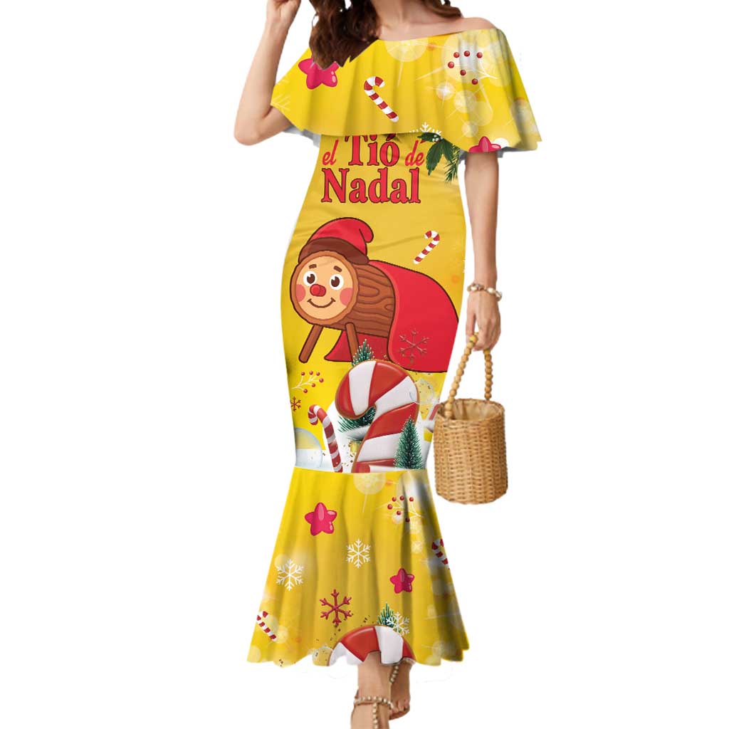 Spain Tio de Nadal Christmas Mermaid Dress Traditional Christmas Log Yellow Version - Wonder Print Shop