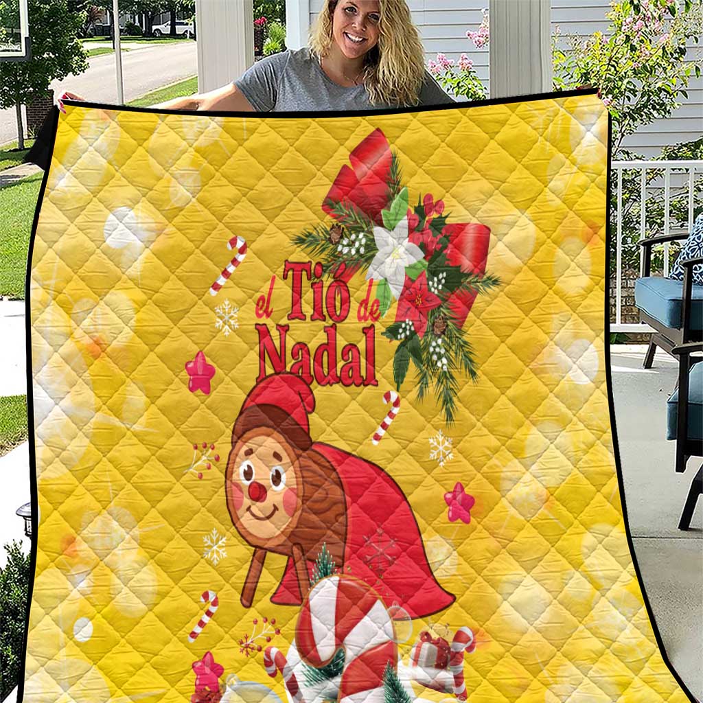 Spain Tio de Nadal Christmas Quilt Traditional Christmas Log Yellow Version - Wonder Print Shop