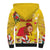 Spain Tio de Nadal Christmas Sherpa Hoodie Traditional Christmas Log Yellow Version - Wonder Print Shop