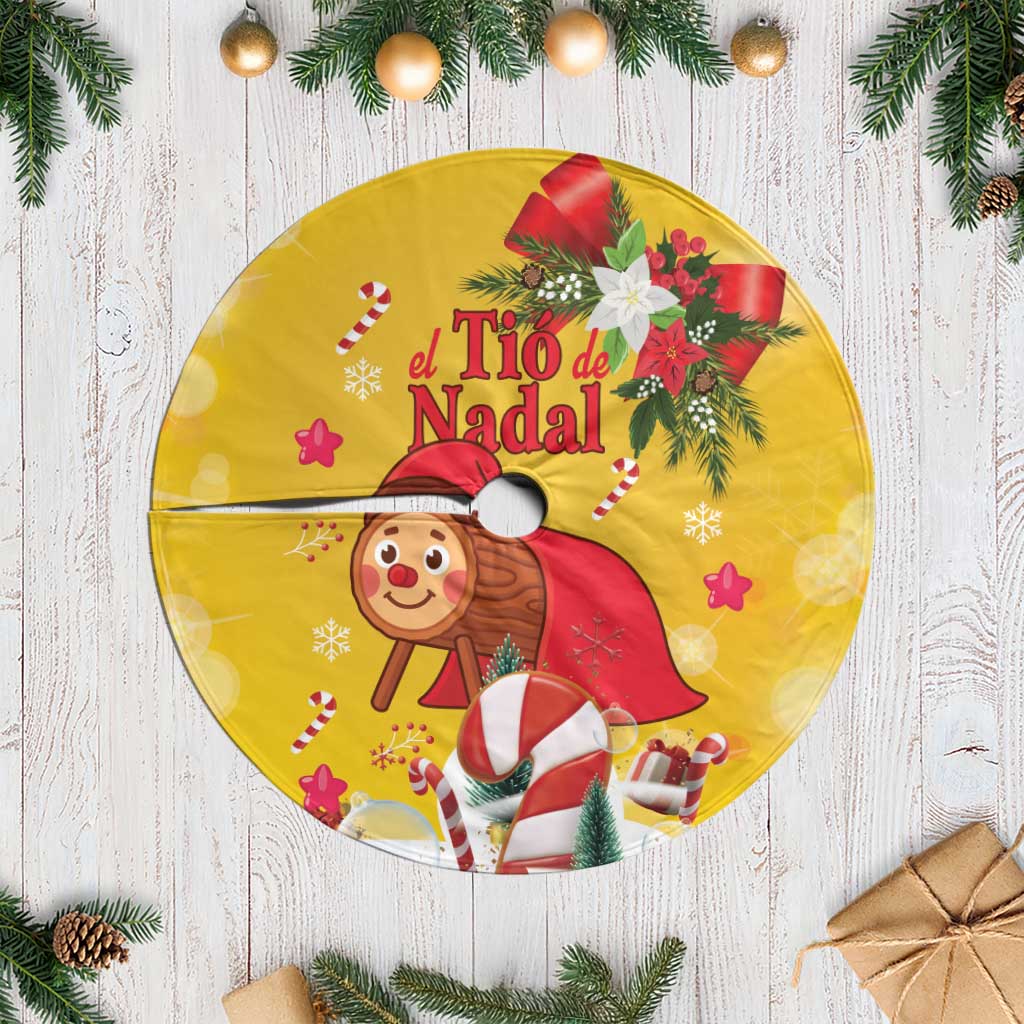 Spain Tio de Nadal Christmas Tree Skirt Traditional Christmas Log Yellow Version - Wonder Print Shop