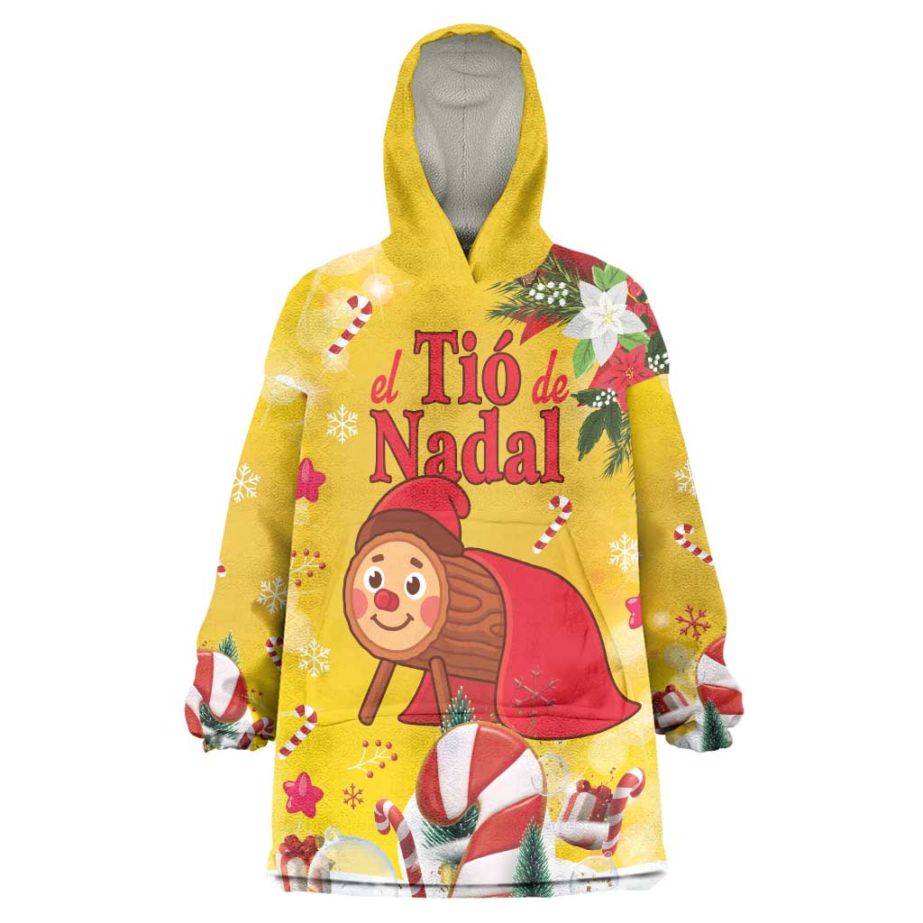 Spain Tió de Nadal Christmas Wearable Blanket Hoodie Traditional Christmas Log Yellow Version