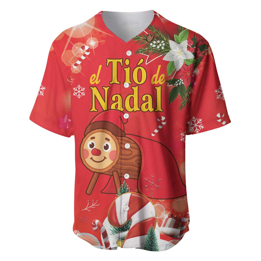 Spain Tio de Nadal Christmas Baseball Jersey Traditional Christmas Log Red Version - Wonder Print Shop