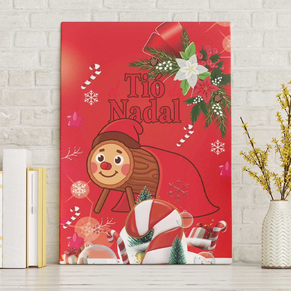 Spain Tio de Nadal Christmas Canvas Wall Art Traditional Christmas Log Red Version - Wonder Print Shop