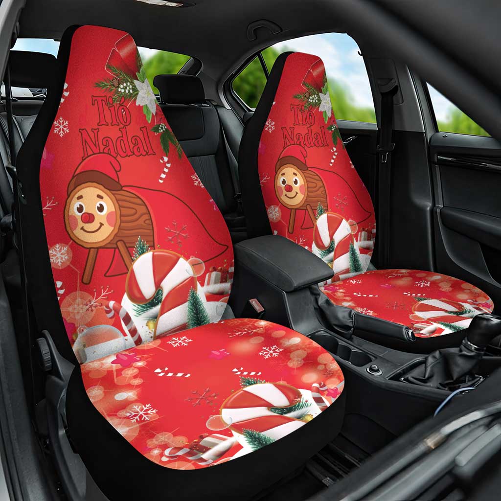 Spain Tio de Nadal Christmas Car Seat Cover Traditional Christmas Log Red Version - Wonder Print Shop