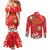 Spain Tió de Nadal Christmas Couples Matching Mermaid Dress and Long Sleeve Button Shirt Traditional Christmas Log Red Version