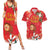 Spain Tio de Nadal Christmas Couples Matching Summer Maxi Dress and Hawaiian Shirt Traditional Christmas Log Red Version - Wonder Print Shop