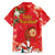 Spain Tio de Nadal Christmas Family Matching Off The Shoulder Long Sleeve Dress and Hawaiian Shirt Traditional Christmas Log Red Version - Wonder Print Shop