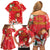 Spain Tio de Nadal Christmas Family Matching Off Shoulder Short Dress and Hawaiian Shirt Traditional Christmas Log Red Version - Wonder Print Shop