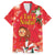 Spain Tio de Nadal Christmas Family Matching Off Shoulder Short Dress and Hawaiian Shirt Traditional Christmas Log Red Version - Wonder Print Shop