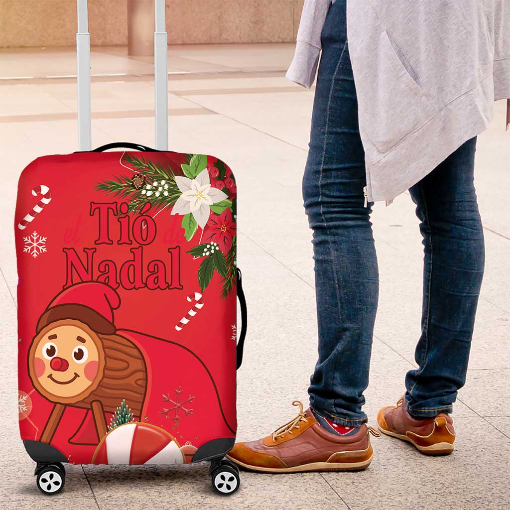 Spain Tio de Nadal Christmas Luggage Cover Traditional Christmas Log Red Version - Wonder Print Shop