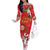 Spain Tio de Nadal Christmas Off The Shoulder Long Sleeve Dress Traditional Christmas Log Red Version - Wonder Print Shop