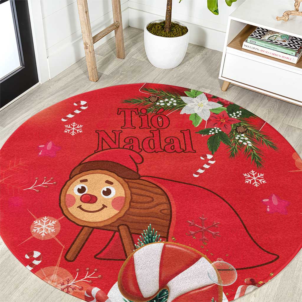 Spain Tió de Nadal Christmas Round Carpet Traditional Christmas Log Red Version