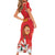 Spain Tio de Nadal Christmas Short Sleeve Bodycon Dress Traditional Christmas Log Red Version - Wonder Print Shop