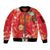 Spain Tio de Nadal Christmas Sleeve Zip Bomber Jacket Traditional Christmas Log Red Version - Wonder Print Shop