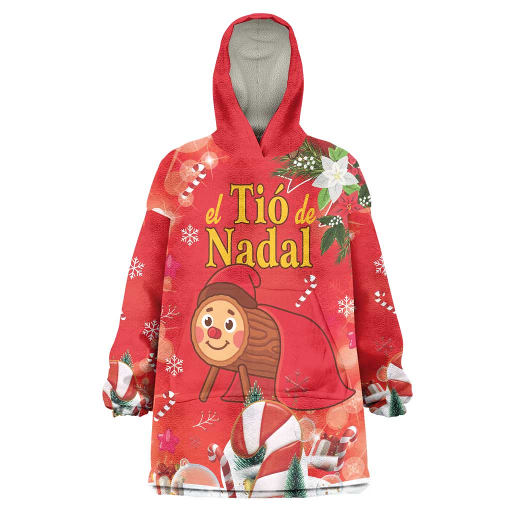 Spain Tió de Nadal Christmas Wearable Blanket Hoodie Traditional Christmas Log Red Version