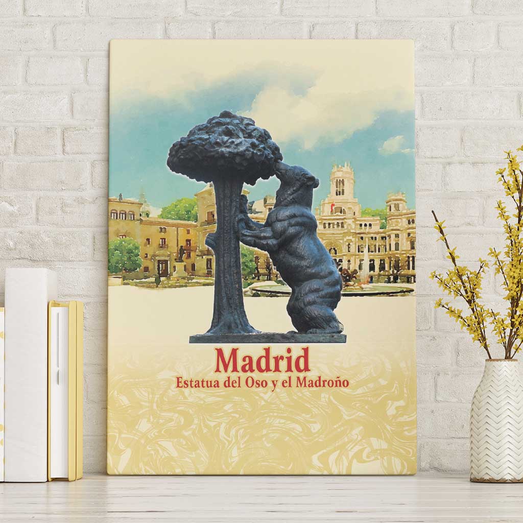 Spain El Oso y el Madrono Canvas Wall Art Madrid City Watercolor - Wonder Print Shop