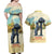 Spain El Oso y el Madrono Couples Matching Off Shoulder Maxi Dress and Hawaiian Shirt Madrid City Watercolor - Wonder Print Shop