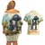 Spain El Oso y el Madrono Couples Matching Off Shoulder Short Dress and Hawaiian Shirt Madrid City Watercolor - Wonder Print Shop