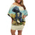 Spain El Oso y el Madrono Family Matching Off Shoulder Short Dress and Hawaiian Shirt Madrid City Watercolor - Wonder Print Shop