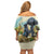 Spain El Oso y el Madrono Family Matching Off Shoulder Short Dress and Hawaiian Shirt Madrid City Watercolor - Wonder Print Shop