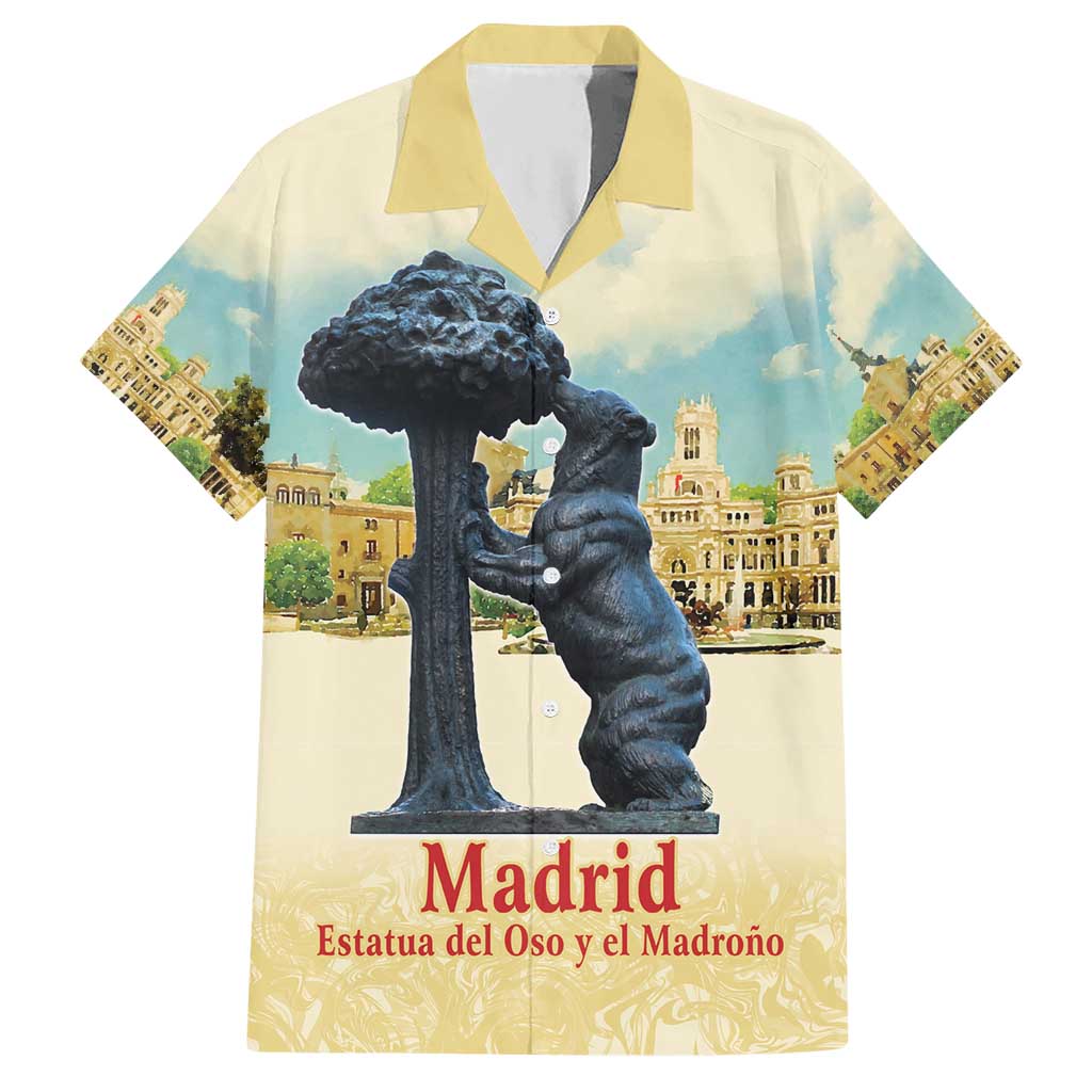 Spain El Oso y el Madrono Hawaiian Shirt Madrid City Watercolor - Wonder Print Shop