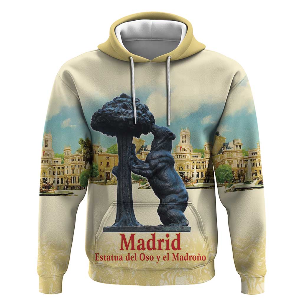 Spain El Oso y el Madrono Hoodie Madrid City Watercolor - Wonder Print Shop