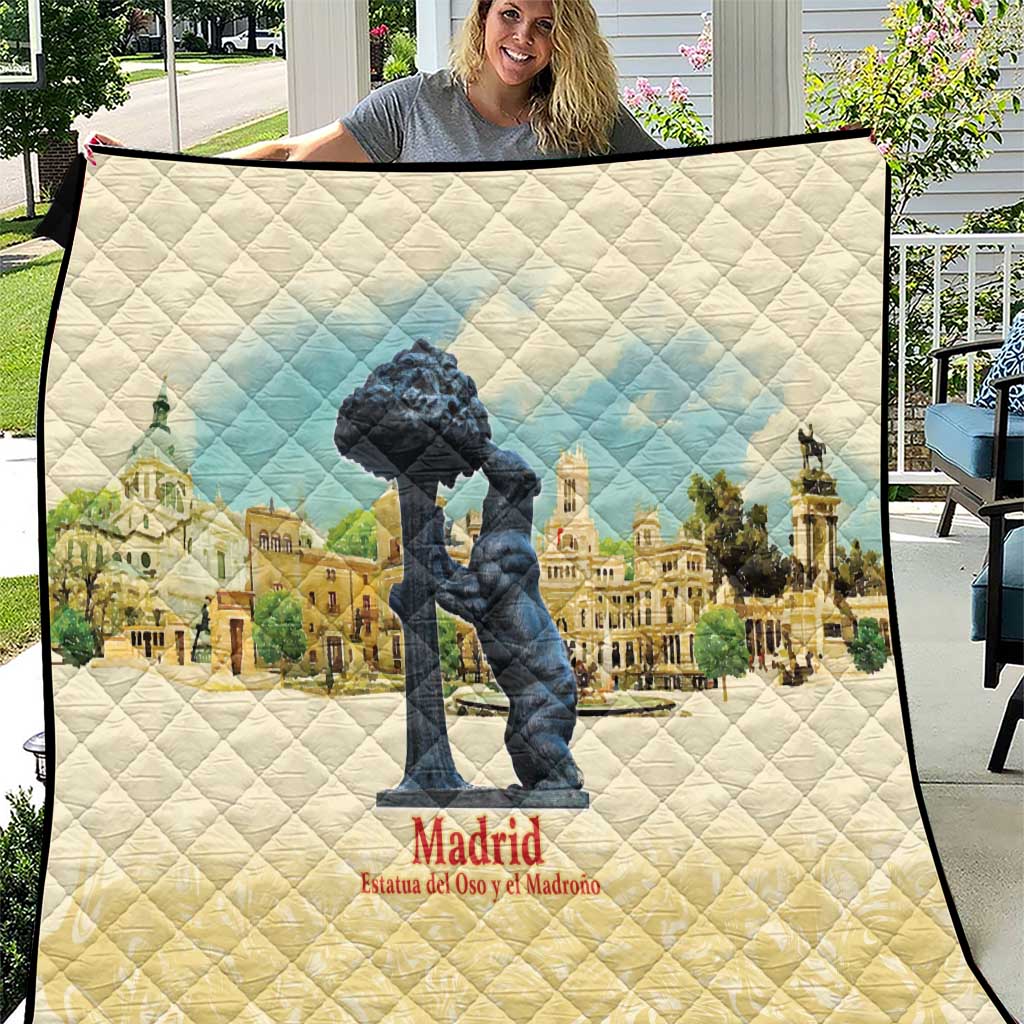 Spain El Oso y el Madrono Quilt Madrid City Watercolor - Wonder Print Shop