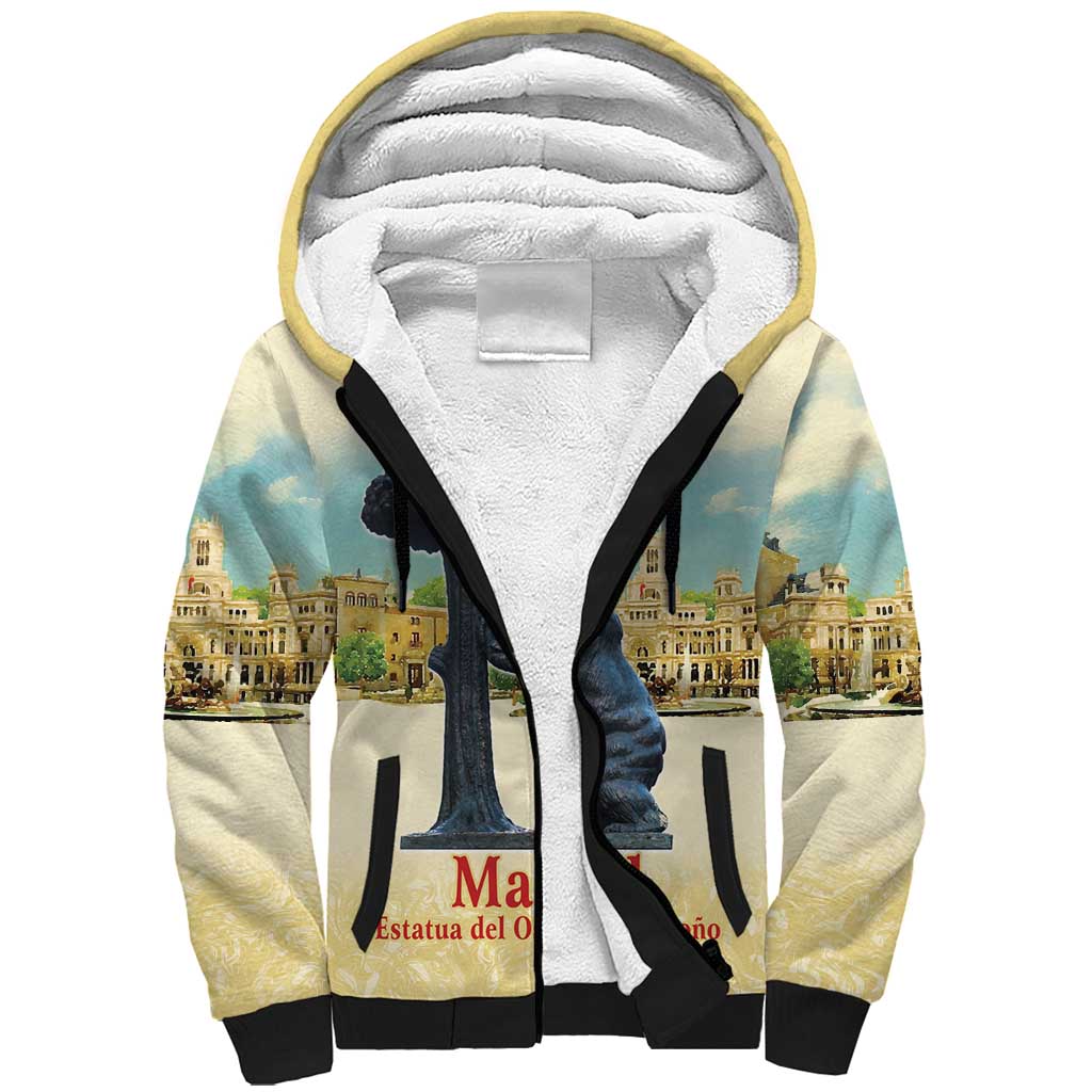 Spain El Oso y el Madrono Sherpa Hoodie Madrid City Watercolor - Wonder Print Shop