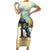 Spain El Oso y el Madrono Short Sleeve Bodycon Dress Madrid City Watercolor - Wonder Print Shop