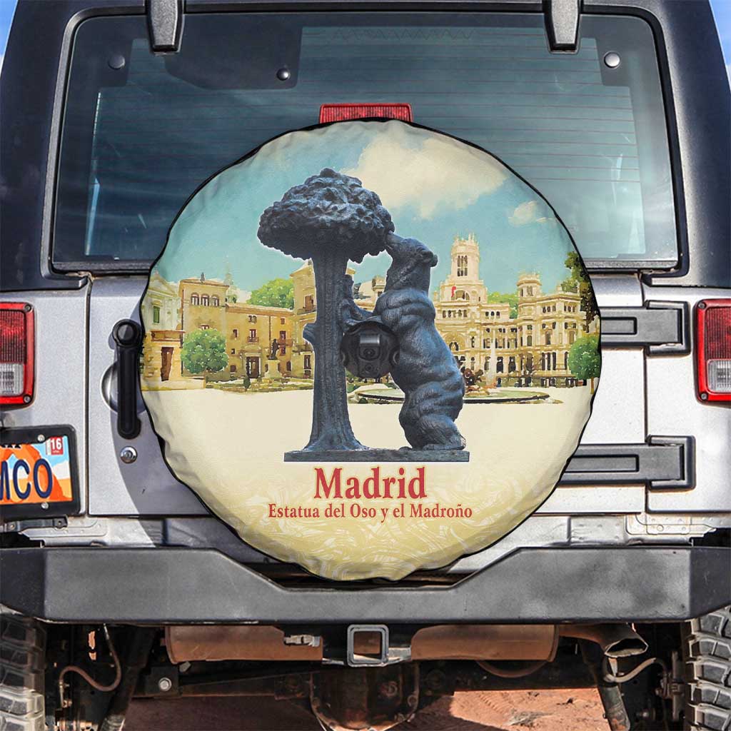 Spain El Oso y el Madrono Spare Tire Cover Madrid City Watercolor - Wonder Print Shop