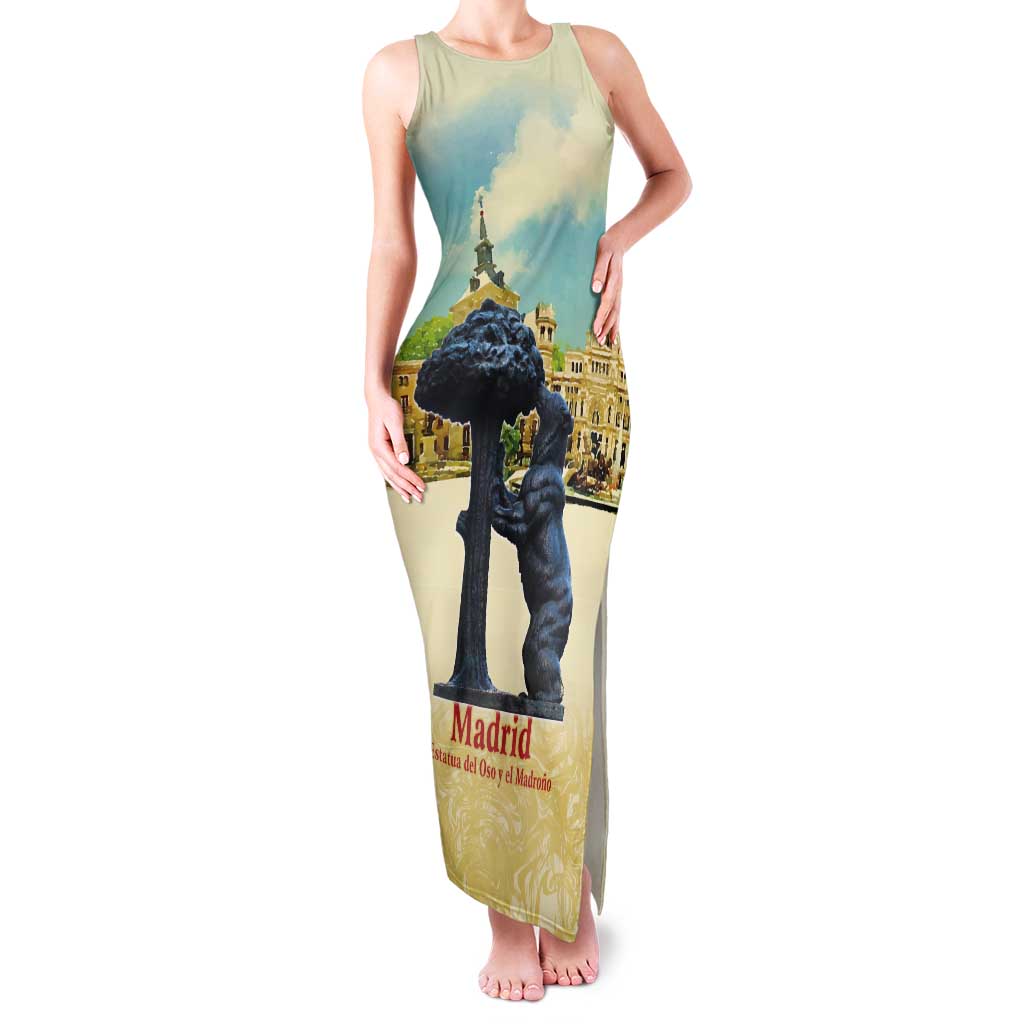 Spain El Oso y el Madrono Tank Maxi Dress Madrid City Watercolor - Wonder Print Shop