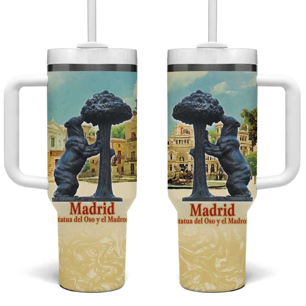 Spain El Oso y el Madrono Tumbler With Handle Madrid City Watercolor - Wonder Print Shop