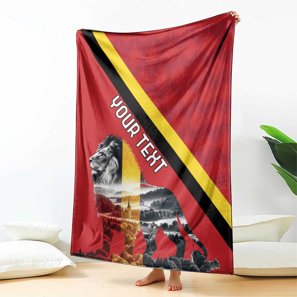 Personalized Belgium Blanket Lion Rampant With Belgium Flag Colors