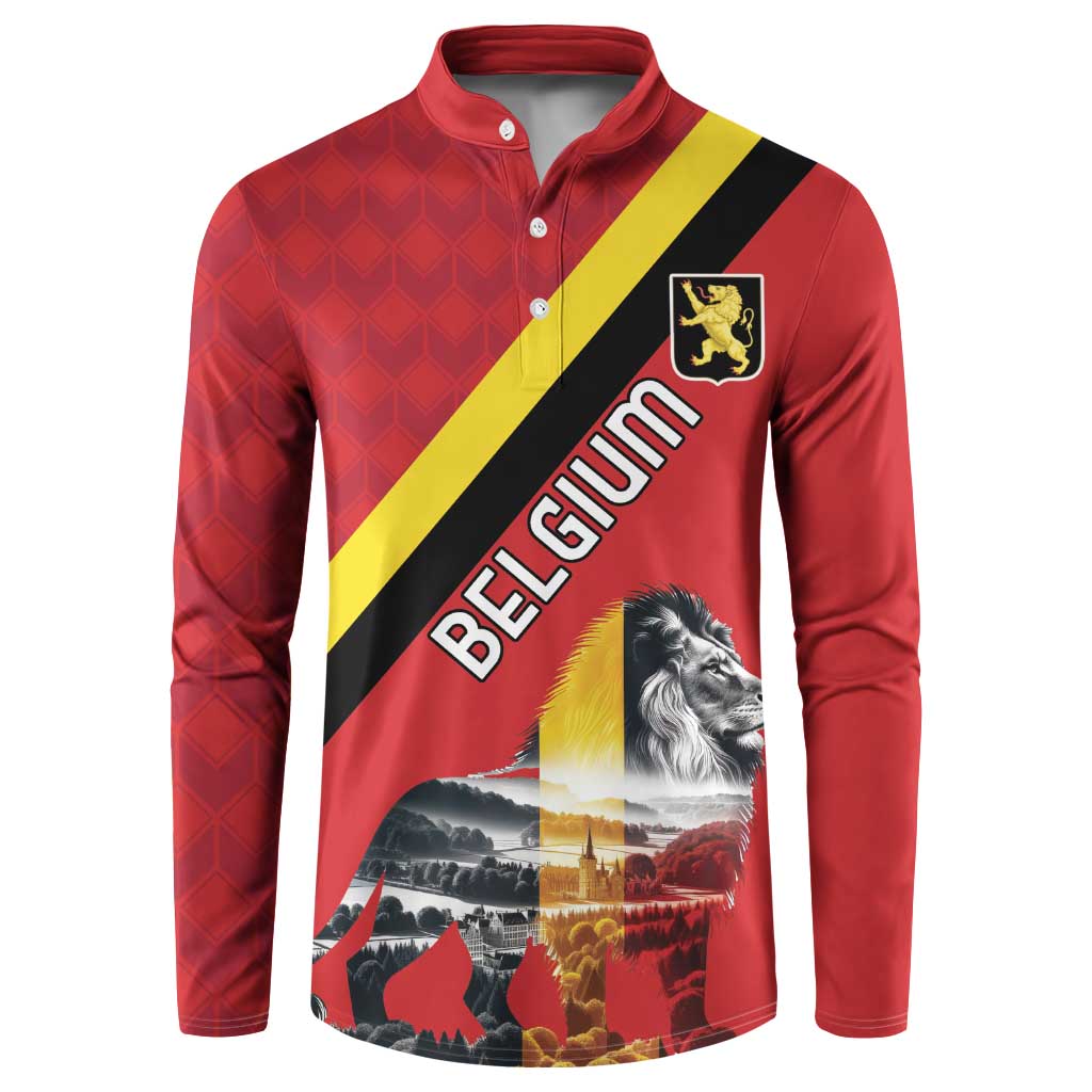 Personalized Belgium Button Sweatshirt Lion Rampant With Belgium Flag Colors - Wonder Print Shop