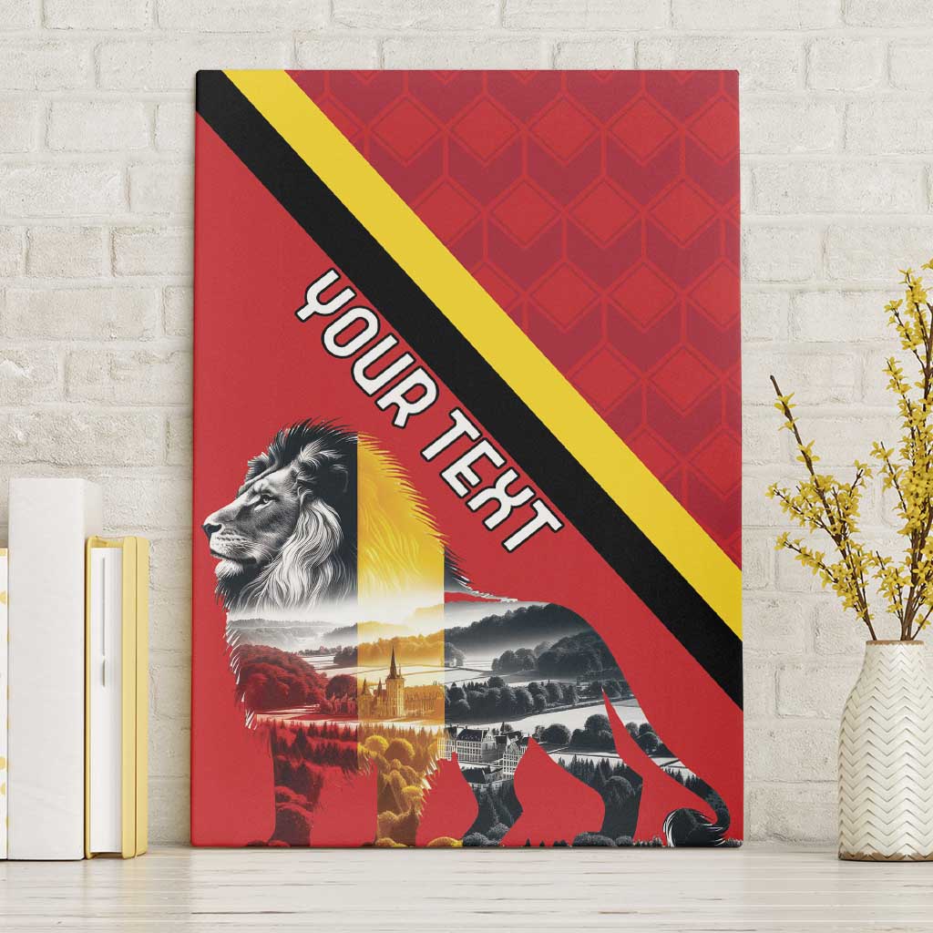 Personalized Belgium Canvas Wall Art Lion Rampant With Belgium Flag Colors - Wonder Print Shop