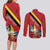 Personalized Belgium Couples Matching Long Sleeve Bodycon Dress and Long Sleeve Button Shirt Lion Rampant With Belgium Flag Colors - Wonder Print Shop