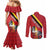 Personalized Belgium Couples Matching Mermaid Dress and Long Sleeve Button Shirt Lion Rampant With Belgium Flag Colors