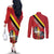 Personalized Belgium Couples Matching Off The Shoulder Long Sleeve Dress and Long Sleeve Button Shirt Lion Rampant With Belgium Flag Colors