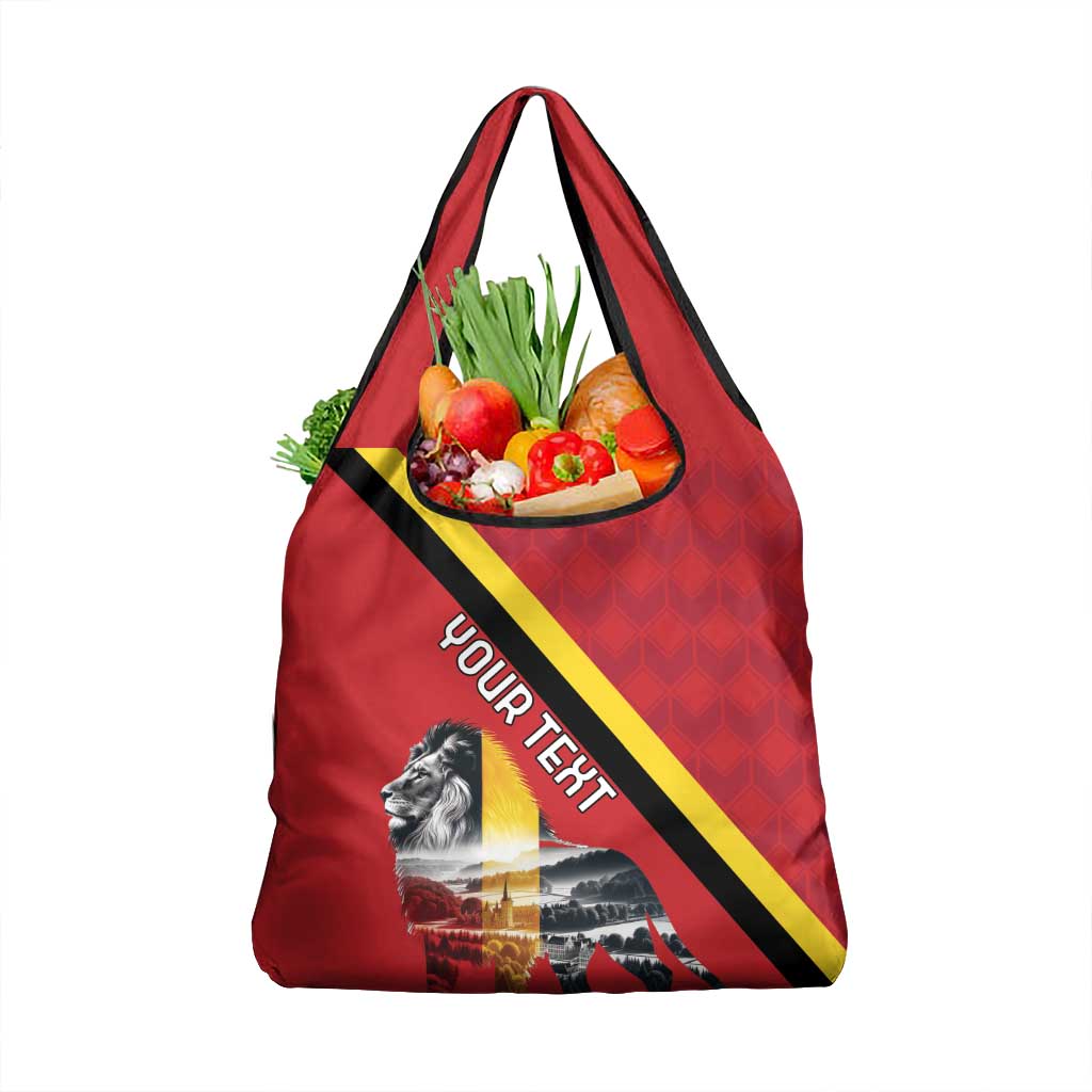 Personalized Belgium Grocery Bag Lion Rampant With Belgium Flag Colors