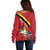 Personalized Belgium Off Shoulder Sweater Lion Rampant With Belgium Flag Colors