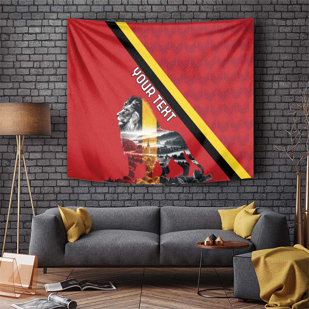 Personalized Belgium Tapestry Lion Rampant With Belgium Flag Colors