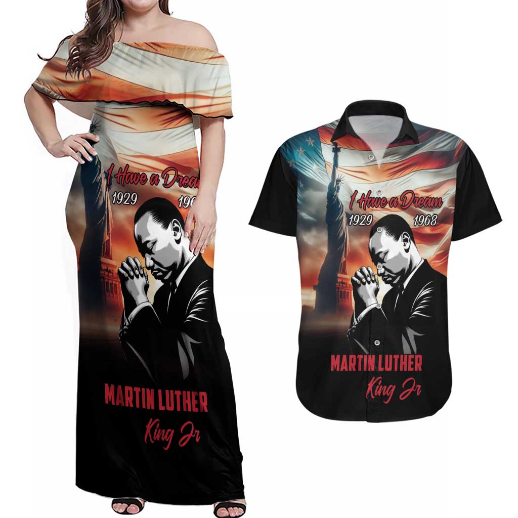 I Have a Dream MLK Day Couples Matching Off Shoulder Maxi Dress and Hawaiian Shirt The Time Is Always Right To Do What Is Right - Wonder Print Shop